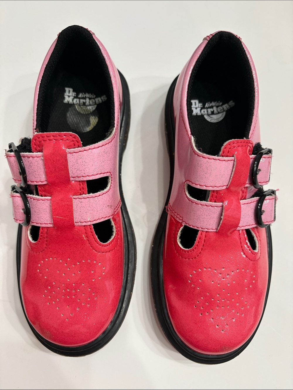 Dr. Martens Kids Pink Ombré Double-Buckle Mary Jane Shoes